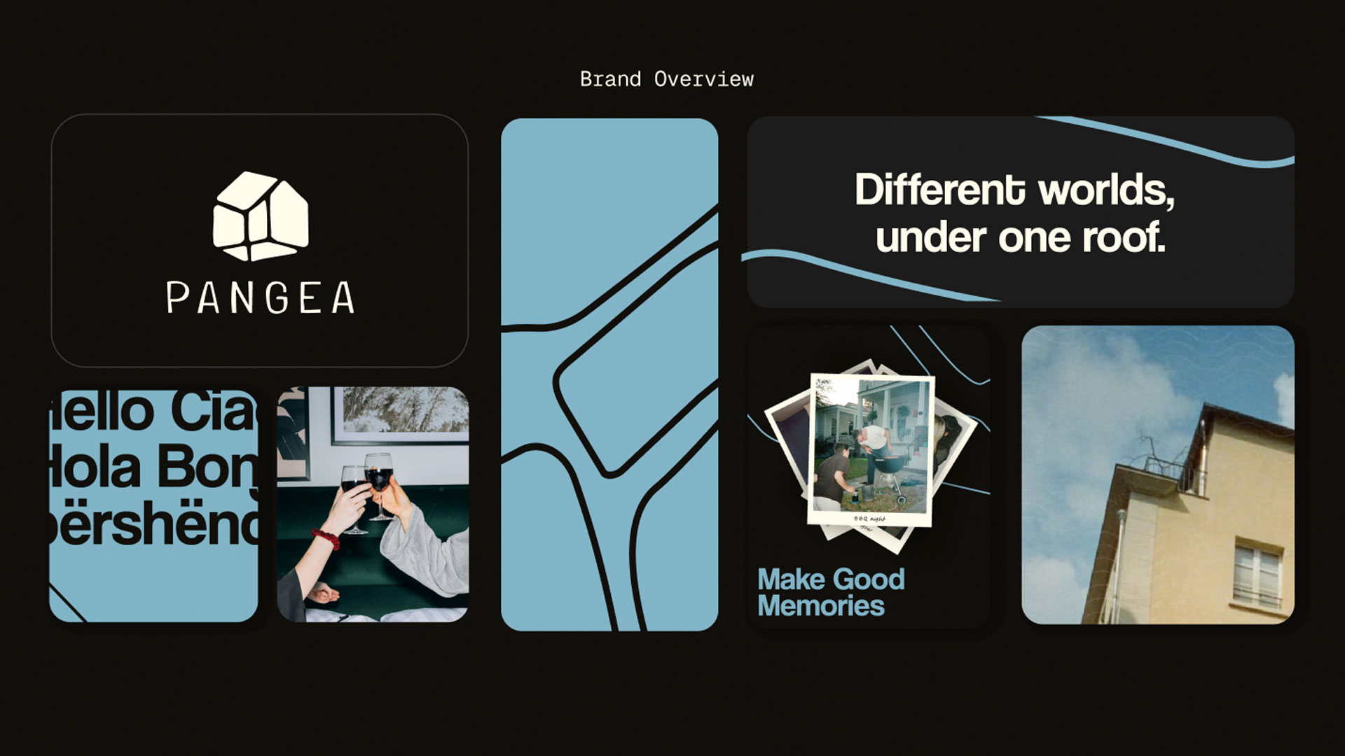 Blue and black moodboard for pangea