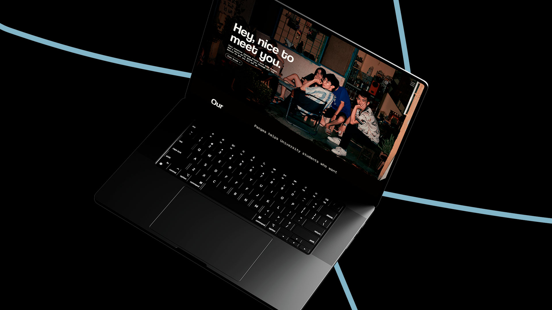 Mockup of laptop with image of Pangea web brand guide